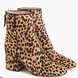 : J.Crew Sadie Leopard Calf Hair Ankle Boots Size 8